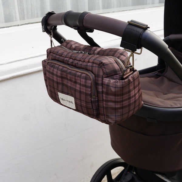Inka Buggy Changing Bag Organiser (Brown Tonal Tartan Print)