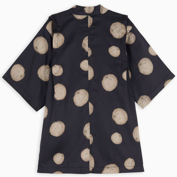 Jinbei Polk Dot Kimono Shirt and Shorts Set (Polka Black)
