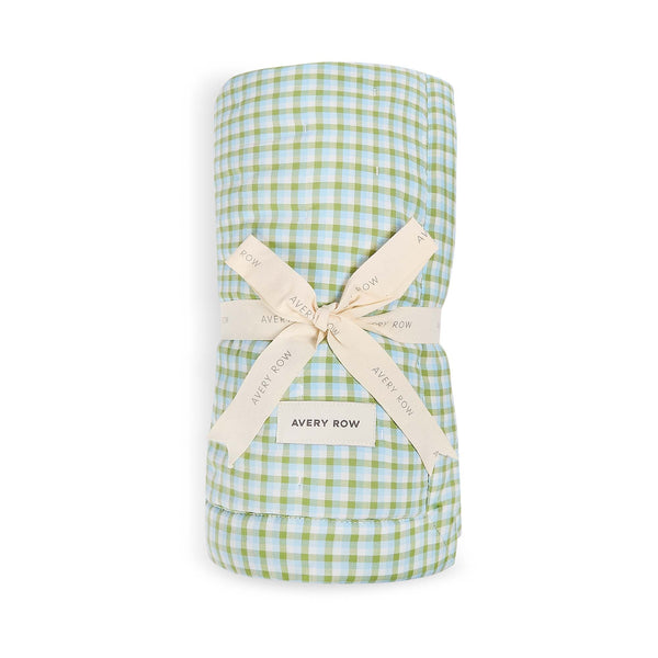 Woven Quilted Cot Bedspread (Greenhouse Gingham)
