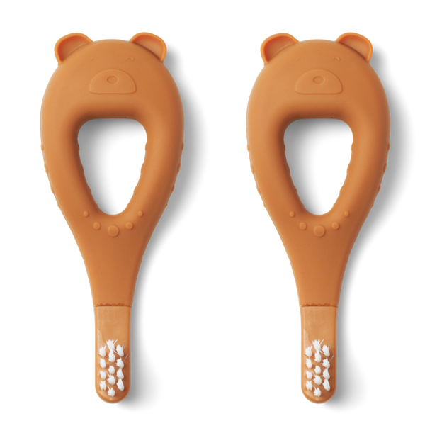 Janelle Bear Shaped Toothbrush Pack of 2 (Mustard)