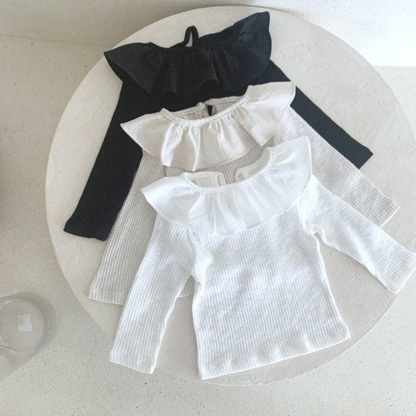 Maia Frilled Collar Long Sleeve Baby Top (Ivory)
