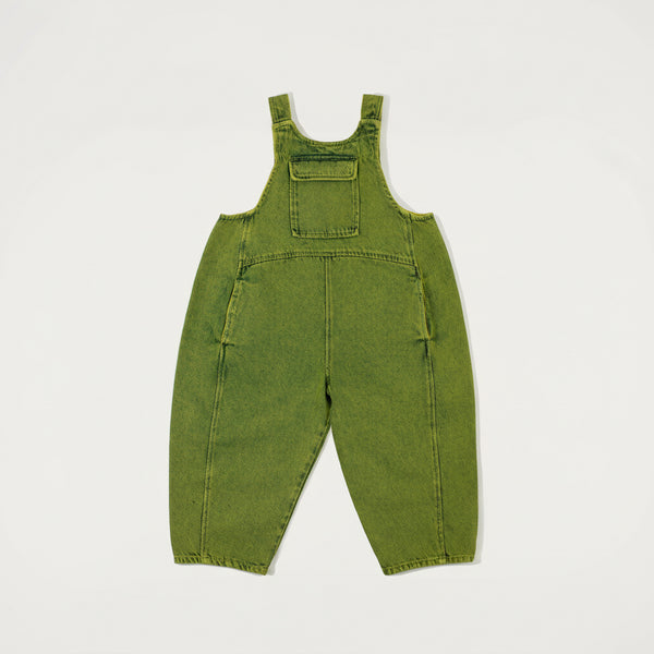 Kai Oversized Overdye Denim Cotton Dungarees (Acid Green)