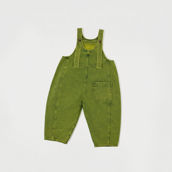 Kai Oversized Overdye Denim Cotton Dungarees (Acid Green)