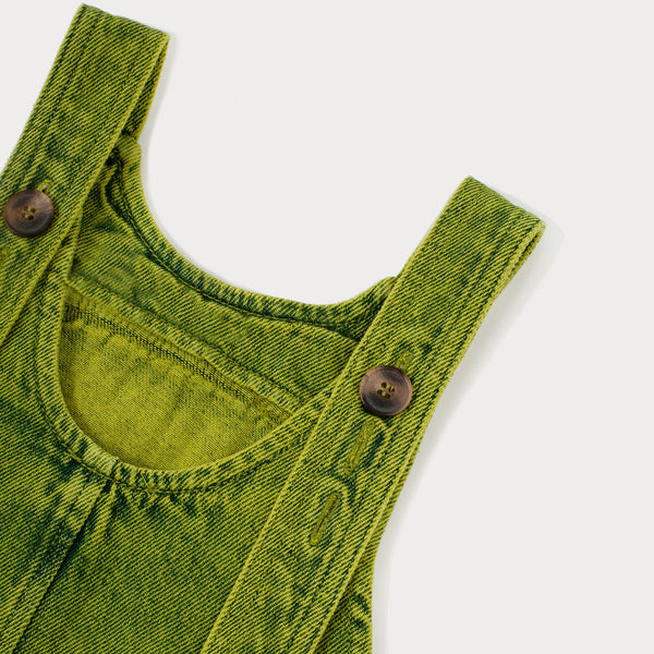 Kai Oversized Overdye Denim Cotton Dungarees (Acid Green)