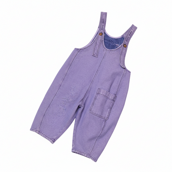 Kai Oversized Overdye Denim Cotton Dungarees (Lilac)