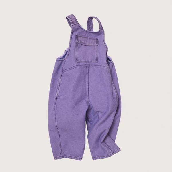 Kai Oversized Overdye Denim Cotton Dungarees (Lilac)