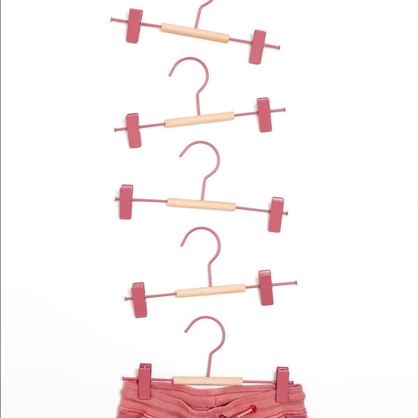 Kids Coated Wire Clip Hangers Set of 5 (Berry)