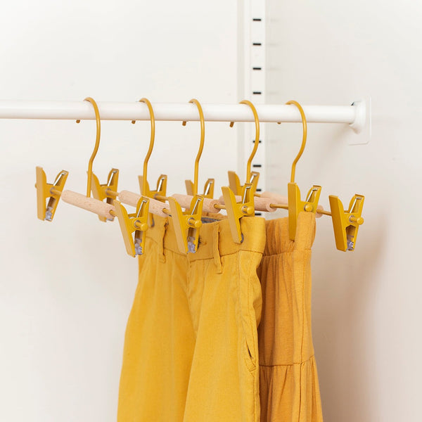 Kids Coated Wire Clip Hangers Set of 5 (Mustard)