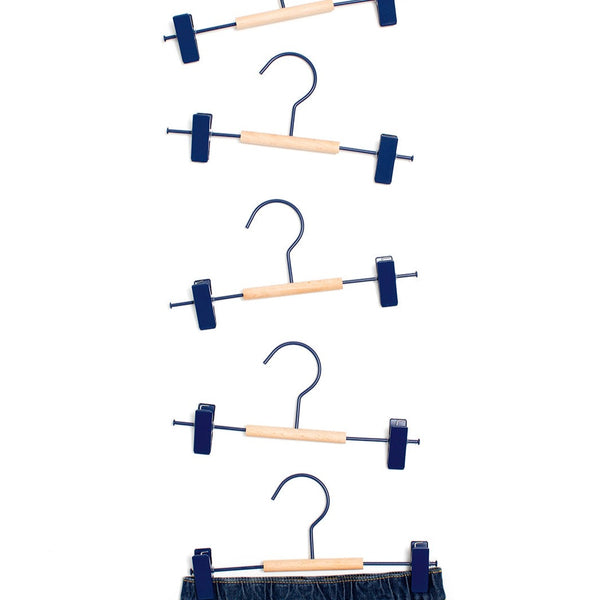 Kids Coated Wire Clip Hangers Set of 5 (Navy)