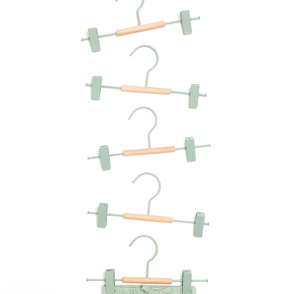 Kids Coated Wire Clip Hangers Set of 5 (Sage)