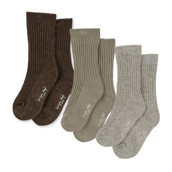 Soft Grey Mix Organic Cotton Ankle Socks Pack of 3