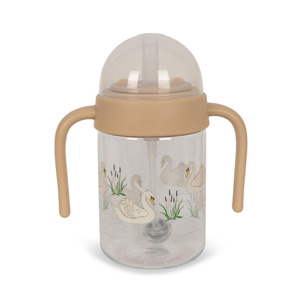 Swan Print Baby Bottle with Handle