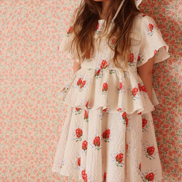 Elin Vita Rosa Print Cotton Frilled Summer Dress
