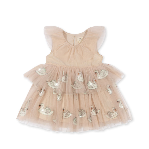 Fayette Swan Print Tulle Party Dress