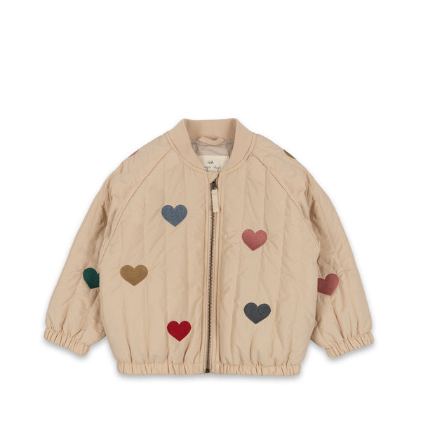 Juno Embroidered Love Hearts Quilted Bomber Jacket