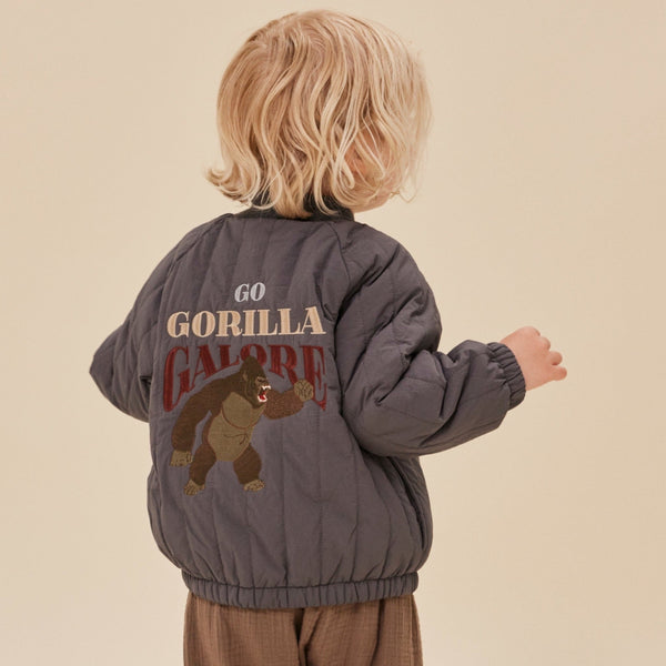 Juno 'Gorilla Galore' Embroidered Quilted Bomber Jacket
