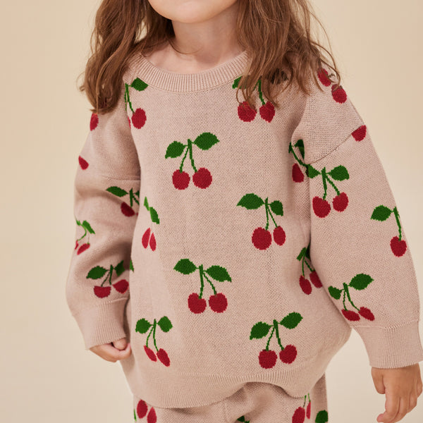 Lapis Cherry Print Knitted Jumper