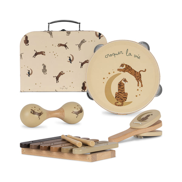 Tiger Print Childrens 5 Piece Music Set with Suitcase