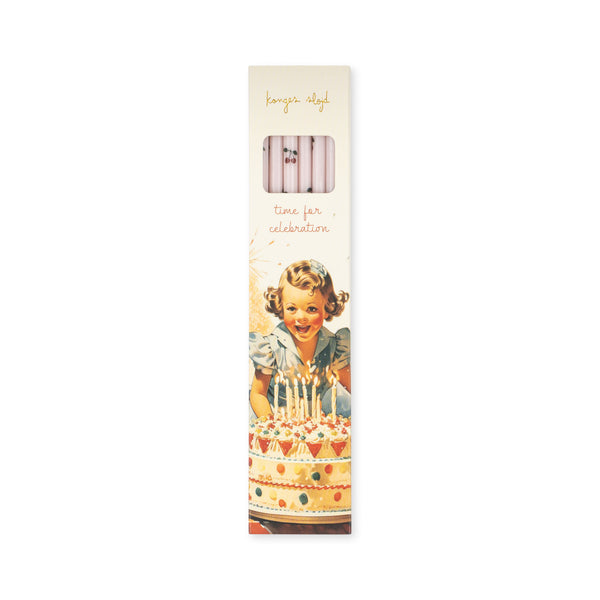 Cherry Print Natural Beeswax Birthday Candles, Pack of 12