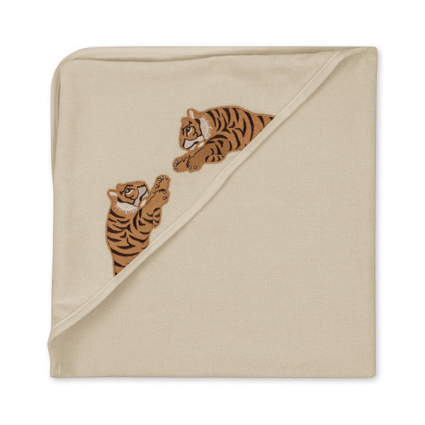 Tiger Embroidered Organic Cotton Hooded Towel