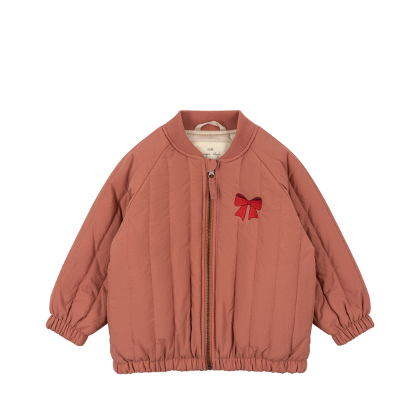 Juno Kitten Embroidered Quilted Bomber Jacket (Canyon Rose)