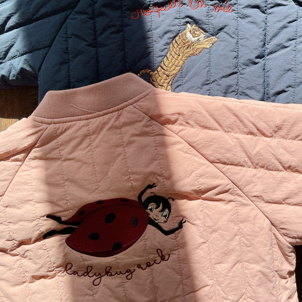Juno Ladybird Embroidered Quilted Bomber Jacket