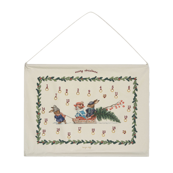Festive Embroidered Advent Calendar Wall Hanging