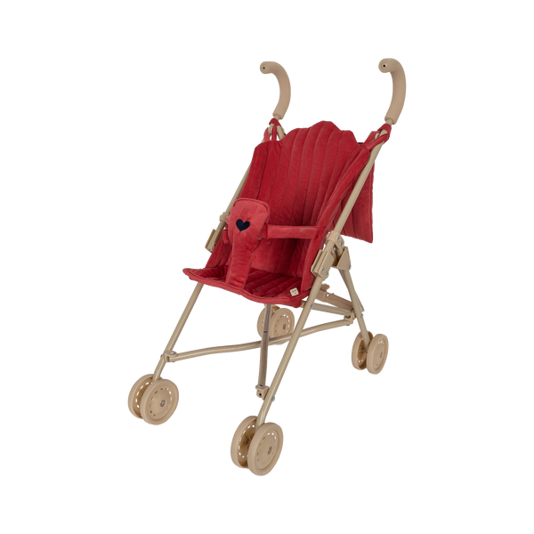 Red Cotton Corduroy Quilted Dolls Stroller