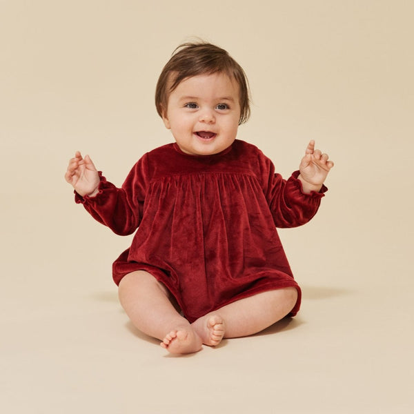 Jingle Velvet Baby Romper Dress (Jolly Red)