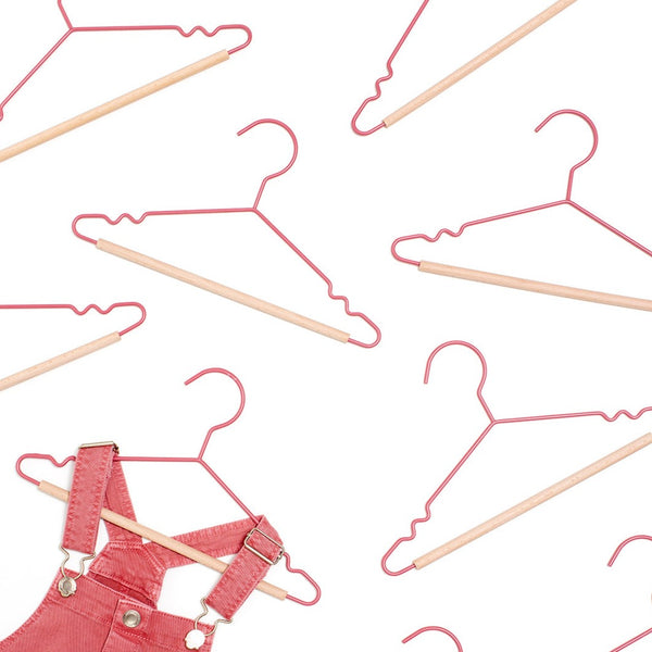 Kids Coated Wire Top Hangers Set of 10 (Berry)