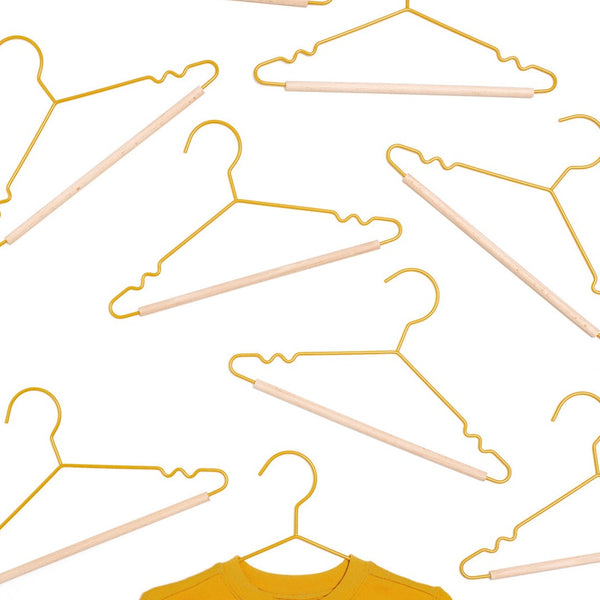 Kids Coated Wire Top Hangers Set of 10 (Mustard)