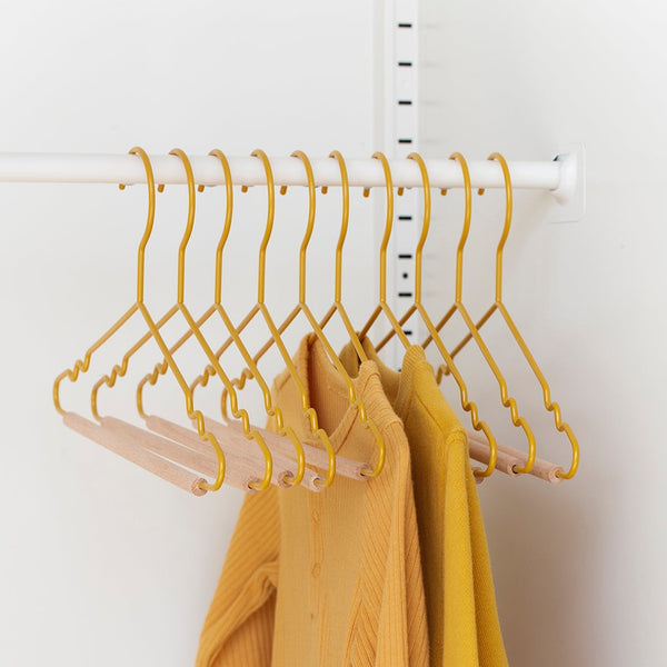 Kids Coated Wire Top Hangers Set of 10 (Mustard)