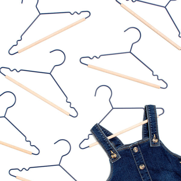Kids Coated Wire Top Hangers Set of 10 (Navy)