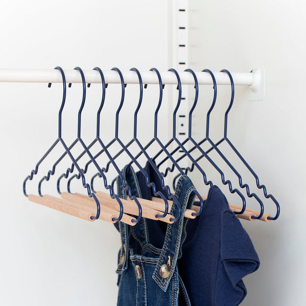 Kids Coated Wire Top Hangers Set of 10 (Navy)