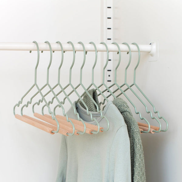 Kids Coated Wire Top Hangers Set of 10 (Sage)