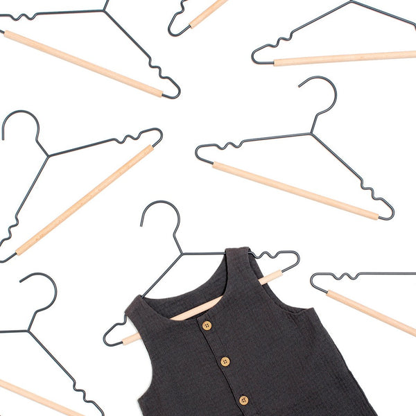 Kids Coated Wire Top Hangers Set of 10 (Slate)