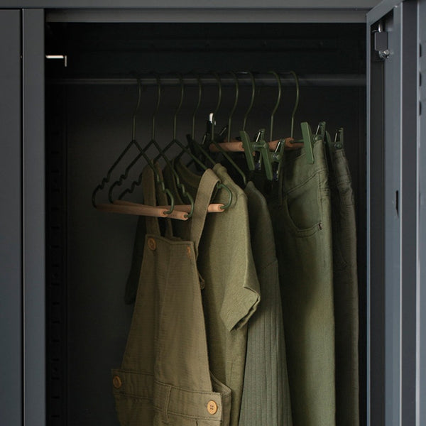 Kids Coated Wire Top Hangers Set of 10 (Olive)