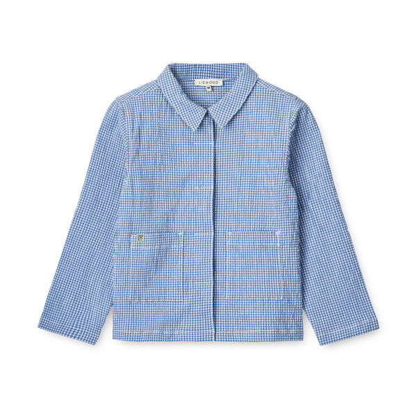Kory Seersucker Cotton Checked Overshirt Jacket (Riverside)
