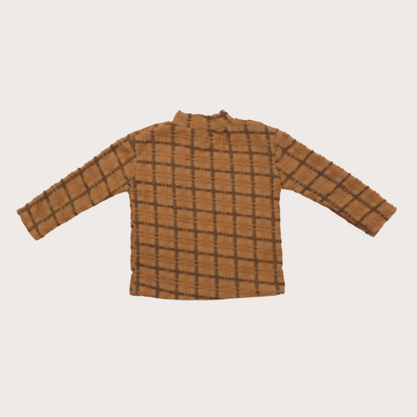 Lennon Fluffy Brown Check Jersey Top
