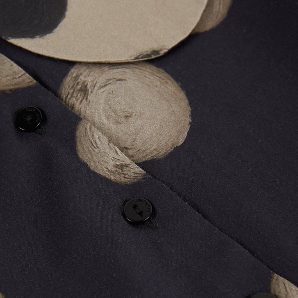 Leonilde Polka Dot Collared Cotton Cropped Shirt (Black)