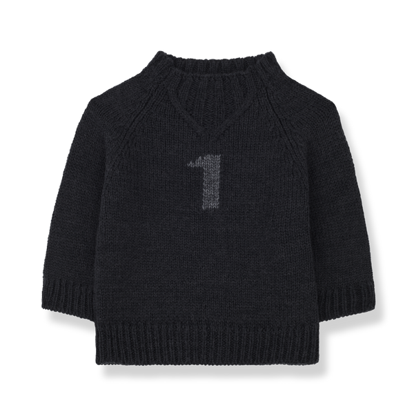 Leo 'Number One' Merino Wool Jumper (Anthracite)