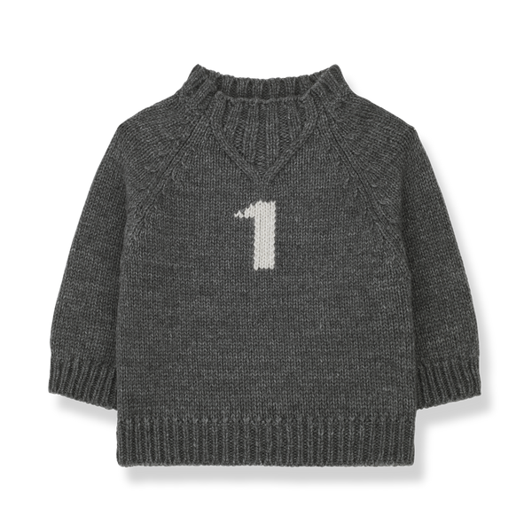 Leo 'Number One' Merino Wool Jumper (Grey)