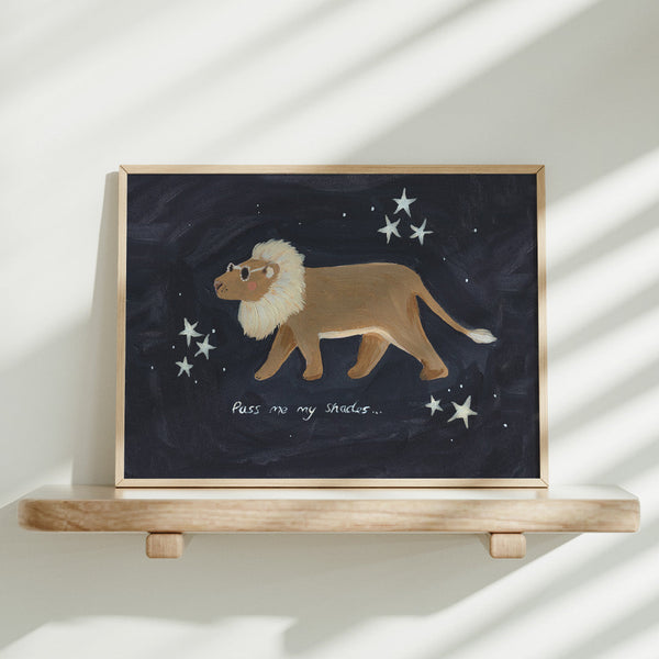 Pass Me My Shades Lion Art Print