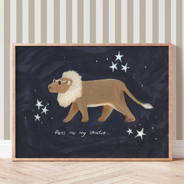 Pass Me My Shades Lion Art Print