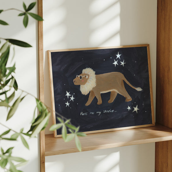 Pass Me My Shades Lion Art Print