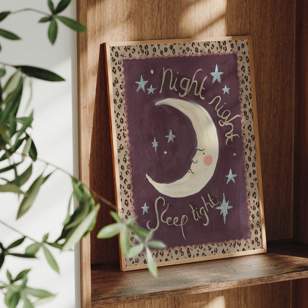 Sleep Tight Moon - Moon Art Print