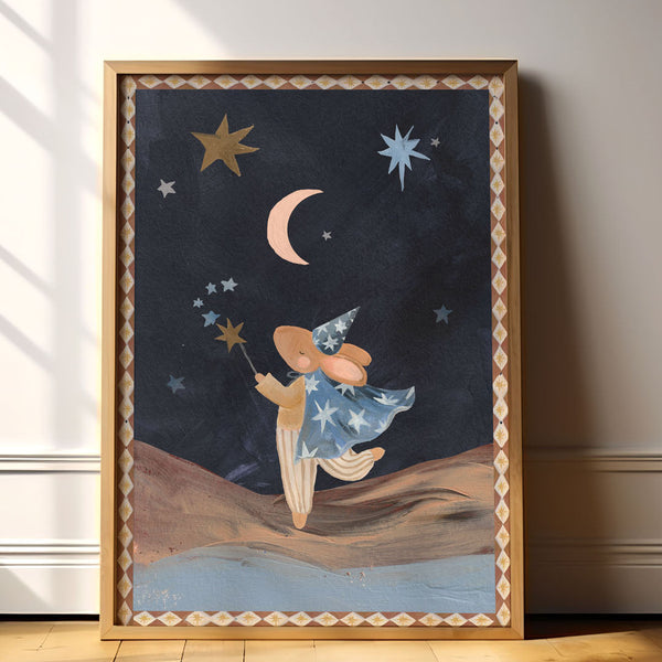 Wizard Moon Bunny Art Print