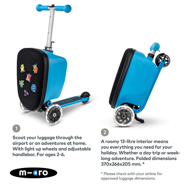 Mini Micro Folding LED Scooter with Travel Suitcase (Blue)