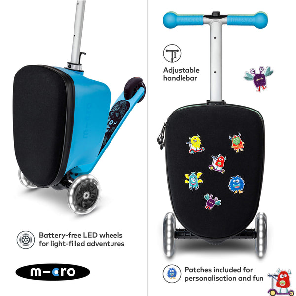 Mini Micro Folding LED Scooter with Travel Suitcase (Blue)