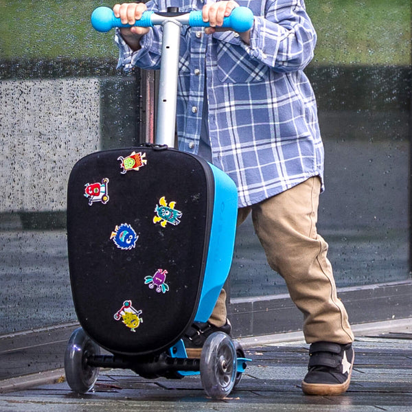 Mini Micro Folding LED Scooter with Travel Suitcase (Blue)